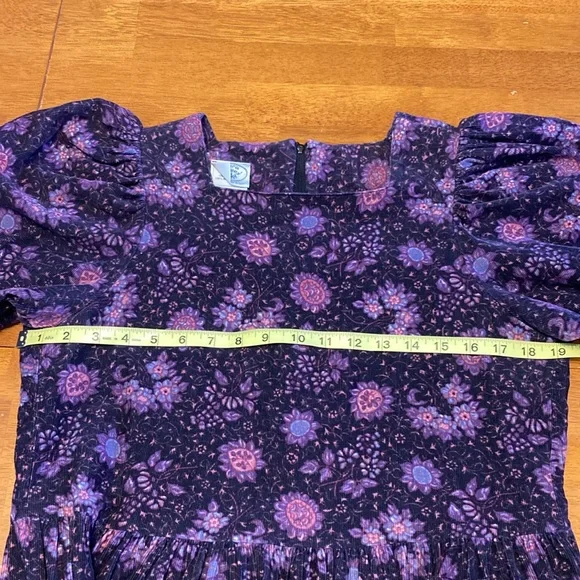 Vintage Laura Ashley Womens Size 10 Purple Floral Pinwale Cordurory Modest Dress - Picture 10 of 12